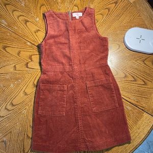 Deep orange Corduroy dress. Sz 7 girls zipper back front pocket